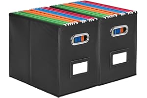 Umtiti 2PCS A4-Size File Organizer Box（Folders not included.File Folder Storage, Durable Hanging Lidless File Box for Office/Decor/Home,Black-2PCS.XS