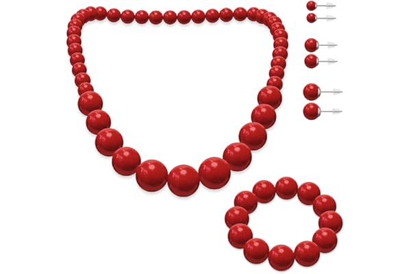 SoulCats , Ensemble de Bijoux, Collier de Perles, Bracelet de Perles et 3 Paires de Boucles d'oreilles en différentes Couleurs