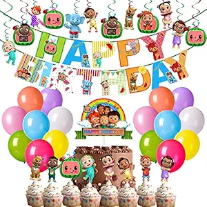 Party Propz Cocomelon Theme Birthday Decorations Combo - 53Pcs Decoration Kit - Cocomelon Birthday Decoration For Kids, Cocomelon Cake Topper, Theme Birthday Decorations Boys Girls, Cocomelon