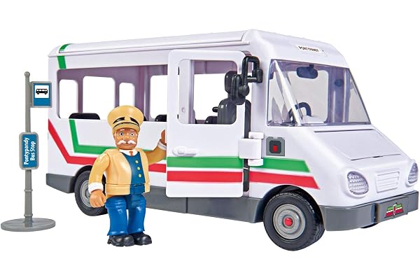 Fireman Sam véhicule le Trevors Bus Bus 20cm de long avec figurine de Trevor environ 6cm