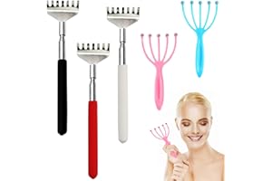 shallyong 3 sztuki drapaczy do pleców i 2 sztuki urządzenia do masażu głowy, wysuwana drapaczka do pleców, teleskop do drapania głowy i pleców