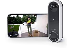 Arlo Videocitofono,Telecamera WiFi Esterno Senza Fili, Campanello Senza Fili Da Esterno, 1080p HD, Citofono Smart, Sensore Di Movimento, Interfono Casa, Sirena, Prova Arlo Inclusa Secure, Bianco