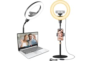 YARRASHOP Ring Light with Stand & Selfie Light for Laptop Video Conference Lighting Tripod Stand, 8" Webcam Desktop Ring Light for Filming/Makeup/Video Calls/Recording/Live Stream/YouTube/Tiktok