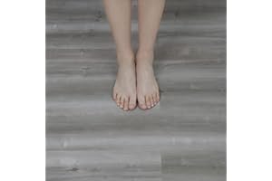 NUFLR Self Adhesive Floor Tile Vinyl Flooring Grey Wood Effect Peel and Stick Tile 15X90cm 36pcs Wooden Flooring for Kitchen Living Room and Bathroom Floor Planks