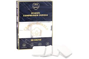 FCaeon Grandes Serviettes Comprimées, Serviette Jetable pour le Visage Douces, Épaisses Compressed Towels,Mini Mouchoirs Coton pour Voyage,Peaux Sensibles,Soins,Salon de Beauté,Maison(Bleu 50 Unité)