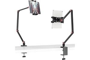 Jubor Tablet Halterung Tisch, iPad Halterung Bett Tablet Ständer 360° Drehbar, Tablet Halter mit Verstellbare Langarm, Desktop Tablethalterungen für iPad Pro Air Mini 4.7"-12.9" Tablet Smartphone