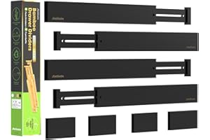 ANTOWIN Schubladentrenner Verstellbar Bambus (43-56 cm), Schubladen Organizer, Gefedert, Küche, Kommode, Badezimmer, Schlafzimmer, Babyschublade, Schreibtisch Ordnungssystem (Schwarz)