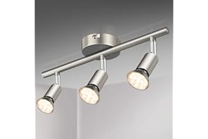 ‎DEFURHOME Defurhome LED Deckenleuchte Drehbar, 3 Flammig LED Strahler Deckenlampe Spot,Modern Deckenstrahler (Mattes Nickel), inkl. 3 x 4W GU10 LED Lampen (400LM, warmweiß)