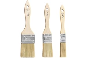 TubeRoo pennelli per dipingere – set 3 pennelli piatti 20/35/50 mm per pittura legno, pareti e mobili – pennellessa per vernice acrilica, idropittura, impregnante e smalto – interno ed esterno