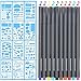 Produktbild Zeichenschablonen und Bullet Journal Stifte set,12 Schablone Bullet Journal zubehör & 10 Farben 0.38MM Malstifte auf Wasserbasis Art Marker Fineliner kompatibel Leuchtturm,Tagebuch,Scrapbooking
