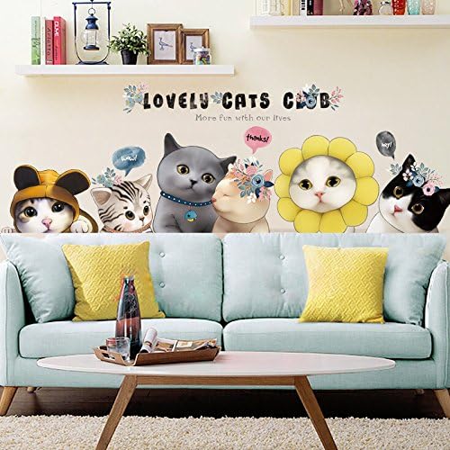 Smncnl Cartoon Children's room bedroom bed lovely cat wall posters creative living room sofa wall decorations wall close quarters.