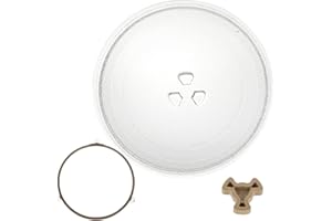 FWEEK Universal Mikrowellenteller Drehteller Mikrowelle, 31,5cm Mikrowelle Glasplatte Glasteller, Glasplatte Glasdrehteller mit 3 Fixierungen Enthalten Drehteller Ring und Unterstützung