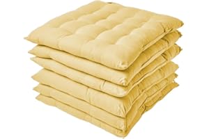 GREATOYAR Cojin para Silla, Cojín Decorativo con Correas de Sujeción, Cojin Cuadrado de Imitación de Lino, Decoración de Jardín Casa Terraza, Fabricado en España, 40x40x5cm, 2 Unidades, Amarillo