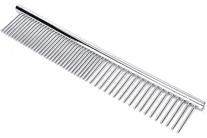 ZIMINGU Peine de aseo para mascotas de acero inoxidable, herramienta de peine de cobertura, caniche, acabado de mantequilla, peine profesional para el cuidado del gato y el perro