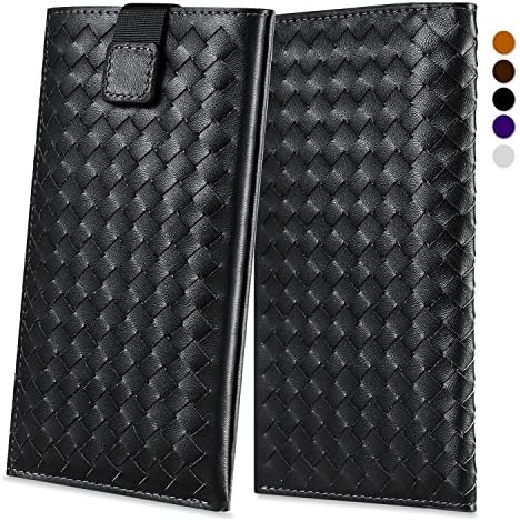Genuine Leather Wallet Pouch Sleeve Case Cover 5.8 inch For iPhone X iPhone 8 Plus iPhone 7 Plus iPhone 6/6s,Samsung Galaxy S8 S7 Edge/S6 by INSEL(5.8inch) (Weave Black)