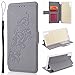 Produktbild SMART LEGEND Lederhülle für Sony Xperia XZ Ledertasche Hülle Grau Drucken Weinstock Muster Schutzhülle Premium PU Leder mit Handschlaufe Flip Case Protective Cover Innere Weiche Silikon Bookcase Handy Tasche Schale mit Kartenfächer Magnetverschluß Standfunktion Etui