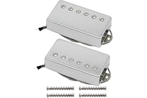 FLEOR Alnico5 Guitar Humbucker Pickup Set Chrome Bridge & Neck Pickups Compatible with LP style Guitar Part