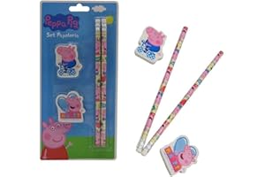 CYPBRANDS Peppa Pig, Set di Cancelleria Peppa Pig, Matite e Gomme per Bambini, Materiale Scolastico (CyP Brands)