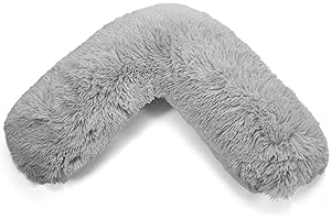 NIGHTZONE Teddy V Shaped Complete V Pillow or V Case Only For Neck Maternity Back Support Soft Warm Plush Cosy Fleece V Shape Cover (Teddy Cuddles Silver, Teddy Cover With V Pillow)