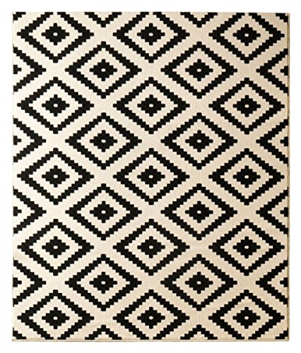 Hanse Home 102332_120x170 Teppich Läufer Bettumrandung Brücke, Polypropylen, schwarz creme, 120 x 170 x 0.9 cm - 2