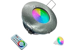zhongshan Faretto Silver spazzolato Led da incasso per bagno box doccia lampada RGBW 4000k 5W GU10 cromoterapia con telecomando cambia colore ed effetti partenopeautensili®