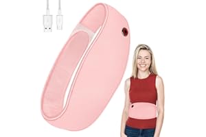 AQHUI Electric Heat Pad Period Belt, Portable Heated Pad for Back Pain Relief, Menstrual Heating Pad USB Waist Belly Warmer Neck Shoulder Warming for Cramp, Stomachache, Dysmenorrhea, Machine Washable Pink