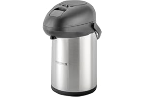 Royalford 5L Stainless Steel Airpot Insulated Vacuum Thermal Flask Jug | Pump Action Airpot Thermal Coffee Flask | Ideal for Hot & Cold Drinks Soup | Extra Strong for Catering Travel Commercial