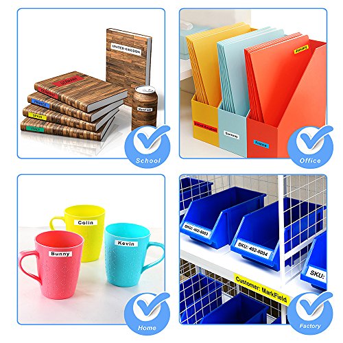 coLorty 6PK D1 45010   45013   45016   45017   45018   45019 Cintas de Etiquetas Adhesivas Negro Sobre Transparente   Blanco   Rojo   Azul   Amarillo   Verde 12mm x 7m Compatible con Dymo LabelManager 100 120P 150 160 200 210D 220P 260P 280 300 350 350D 360D 400 420P 450 LabelPoint 100 150 200 250 300 350 PC PC2 PNP WiFi LabelWriter 400 450 Duo