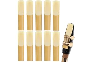 HAMKU 10 Pièces Anches Professionnelles pour saxophone alto avec boîte en plastique, résistance 2,5, marquage gravé au laser et pointe plus fine pour un jeu facile, anche saxophone alto 2.5