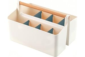 CUSROS Panier à marqueurs, porte-marqueurs portable avec poignée, stylo, crayon, cahier, lunettes, agrafeuse, organiseur de papeterie avec compartiments amovibles, pinceaux de maquillage, boîte de