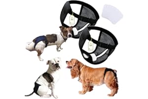 WAGVOGUE Bragas Perras menstruales.Braga Perro celo Hembra,Bragas menstruales Perro Hembra,Bragas para Perros,Bragas Perros menstruales -2 uds Incluye 6 Toallas Sanitarias, Talla M, Negro.