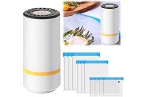 Domigard Vacuum Sealer Set, Portable Handheld Vacuum Sealer, Rechargeable Handheld Vacuum Sealer for Food with 10pcs Reusable Vacuum Bags, Vacuum Food Sealer for Food Preservation Cooking