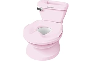 Ingenuity My Size Potty Pro, Vasino per Bambini Realistico 2-in-1 con Suono di Scarico - Riduttore WC Rimovibile - Facile da Pulire - con Scomparto Portaoggetti, 18M+, Fino a 23 kg (Rosa)