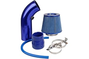 CarBole Kit Filtro aria sportivo universale Raffreddamento, Sistema ingresso aria per auto universale in fibra di carbonio con tubo blu