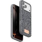Coverzone iPhone 17 Pro Max ile Uyumlu Parlak Simli Telefon Bright Kılıfı Boncuk İşlemeli Şık Tasarım Darbe Emici Kenarlar Ta