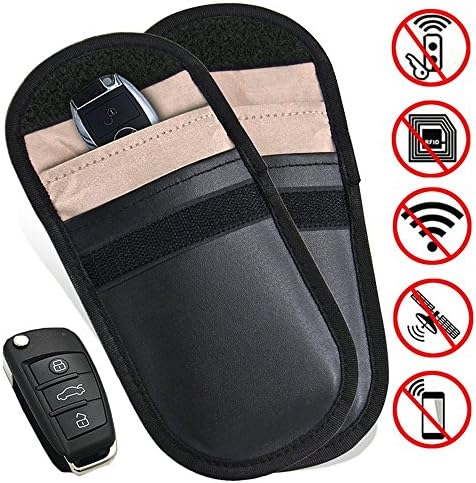 2 X Car Key Signal Blocker Case, Keyless Entry Fob Guard Signal Blocking Pouch Bag, Antitheft Lock Devices, Healthy Cell Phone Privacy Protection Security WIFI/GSM/LTE/NFC/RF Block