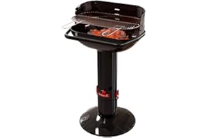 Barbecook Loewy 55 Barbecue a Carbone con Protezione Antivento, Barbecue a carbonella con QuickStart e QuickStop, Regolabile in 3 Posizioni, Nero, griglia di 55 x 33 cm