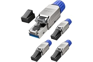 VCELINK Connecteur RJ45 Sans Outil, Connecteur RJ45 Cat 8 Plaqué or Sans Outil, blindé pour câble Ethernet Cat7/Cat8 en lot de 4