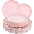 LIYH 24pcs Pink Plates Reusable,Pink Plastic Plate Durable and Dishwasher Safe,Baby Shower Plate, Light Weight Daisy Plastic Mothers Day Plates for Wedding Party Birthday