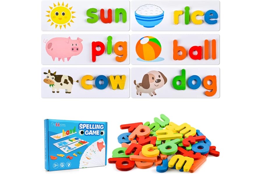 Toddlers Preschool Learning Toys for Girls Boys Age 2 3 4, Kid Alphabet Spell Educational Game Toy for 1-4 Year Old Girl Boy Baby Birthday Gift Kindergarten Sight Word Letter Puzzle Toys for Girl Boy