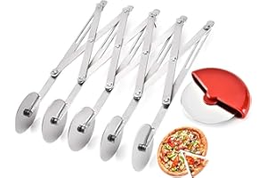 BEOIUCZZY Tagliapasta a 5 Ruote, Tagliapizza Regolabile In Acciaio Inossidabile Rotelle Tagliapizza Divisore Taglierina da Forno Rullo Taglierina per Biscotti Divisore per Cucina, Ristorante, Cottura
