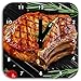 Produktbild Stil.Zeit leckeres Rumpsteak auf Grill schwarz/weiß, Wanduhr Quadratisch Durchmesser 28cm mit schwarzen eckigen Zeigern und Ziffernblatt
