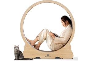Naviconvex Roue pour Chat Couleur Bois Naturel XXL – Roue Chat diamètre 135 cm, silencieuse et Solide pour Exercice et Divertissement intérieur – Design élégant, idéale pour Grands Chats Actifs