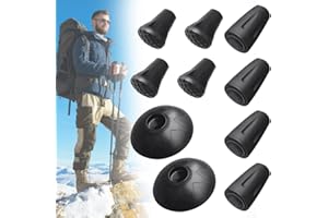 KLYNGTSK 10 szt. gumowych końcówek do kijków trekkingowych, przenośnych końcówek kijków do chodzenia, kosz błotny, kijki trekkingowe, końcówki zamienne do kijków turystycznych Alpenstock, czarne