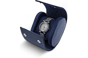 WisePoint Watch Box, PU Leather Watch Case Single Watch Display Case, Portable Watch Display Storage Box Watch Display Box, Watch Roll Travel Case with Detachable Pillow (blue1 slot)