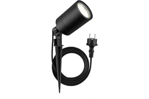 ‎LEDVION Ledvion - LED gartenlampen fur draußen strom, GU10 Fassung, Schwarz, 5W, IP65, erdspiess für gartenleuchte, Gartenbeleuchtung, wegeleuchten, gartenleuchten mit strom, gartenstrahler, 2M kabel