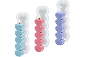 TUXUZAL Lot de 3 Bougie Moule Coeur Résine Silicone Moule Bougie Coeur Forme 3d Coeur Bougie Coulée Moule Résine époxy Bougie Moule Bricolage Coeur Savon Moule Silicone Saint Valentin Cadeaux Décoratifs