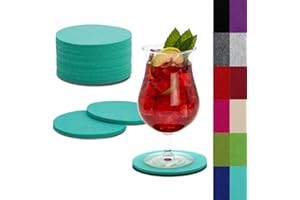 SwavGo Filz Untersetzer Getränkeset, 12er Bunte Filzunterlagen für Gläser, Tassen, Flaschen - Filzuntersetzer rund abwaschbar… (Seafoam)