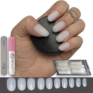 100 Pièces Court Ovale Ongles 10 Tailles Naturel Opaque Ongles Adapté Pour Salon Usage Diy Art Ongles Gratuit Colle Petit Préparateur Dossier