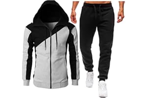 MJGkhiy Tuta Uomo Completa Felpa Con Cappuccio Due Pezzi Felpa e Pantalone Set Tracksuit Tute da Ginnastica Felpa Con Zip e Cappuccio Suit Felpata Invernale Tuta Abbigliamento Sportiva Tuta Completa